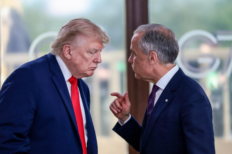 Trump and Carney discussing trade negotiations in late August